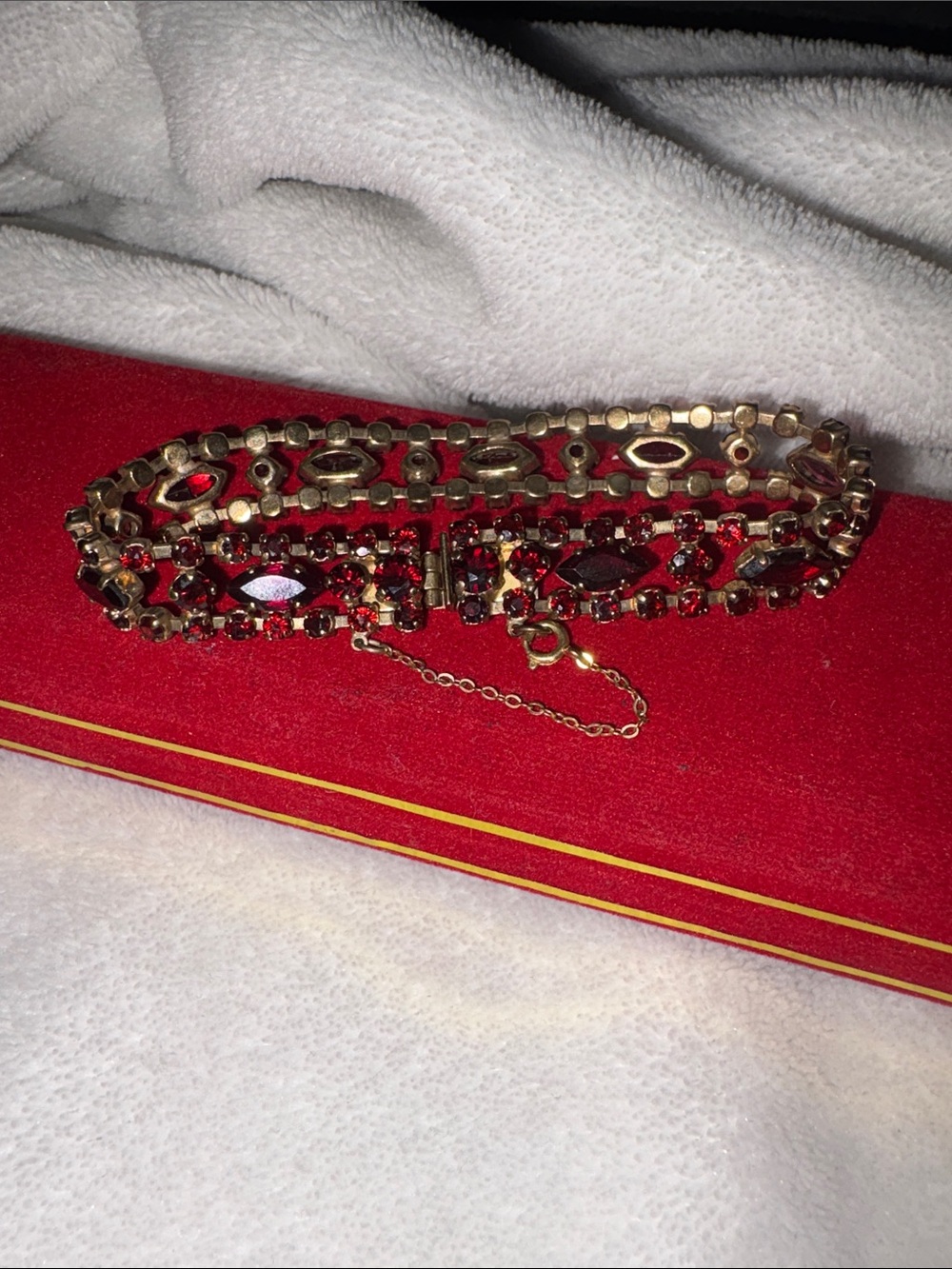 Vintage Red Crystal 8k Bracelet